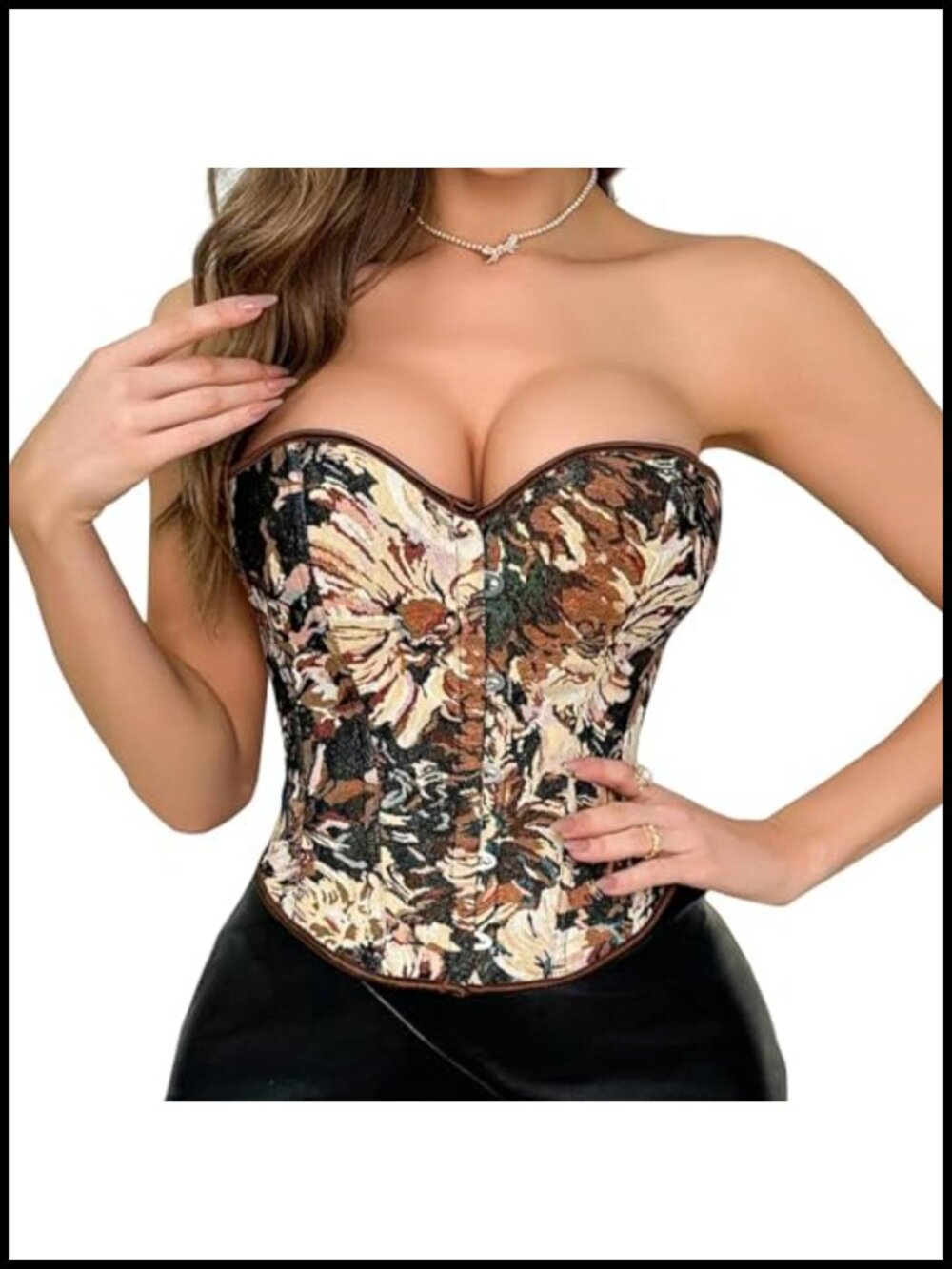 Vintage Floral Lace-Up Renaissance Corset Bustier with Plastic Boning